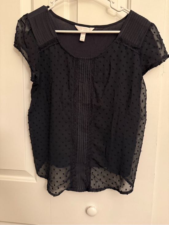 LC Lauren Conrad Tops - LC Lauren Conrad Black Swiss Dot Sheer Pintuck Blouse